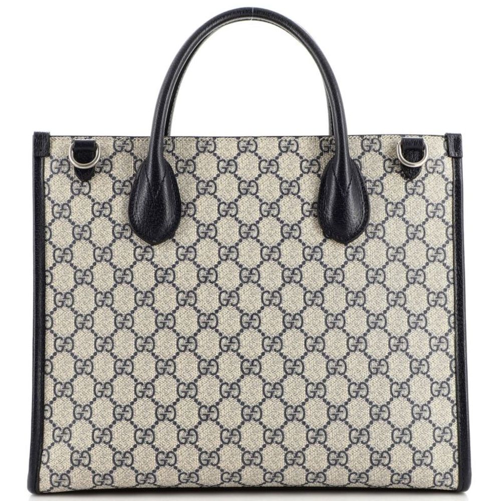 Gucci Interlocking G Tote GG Coated Canvas and Leather Small Blue, Neutral - Picture 3 of 7